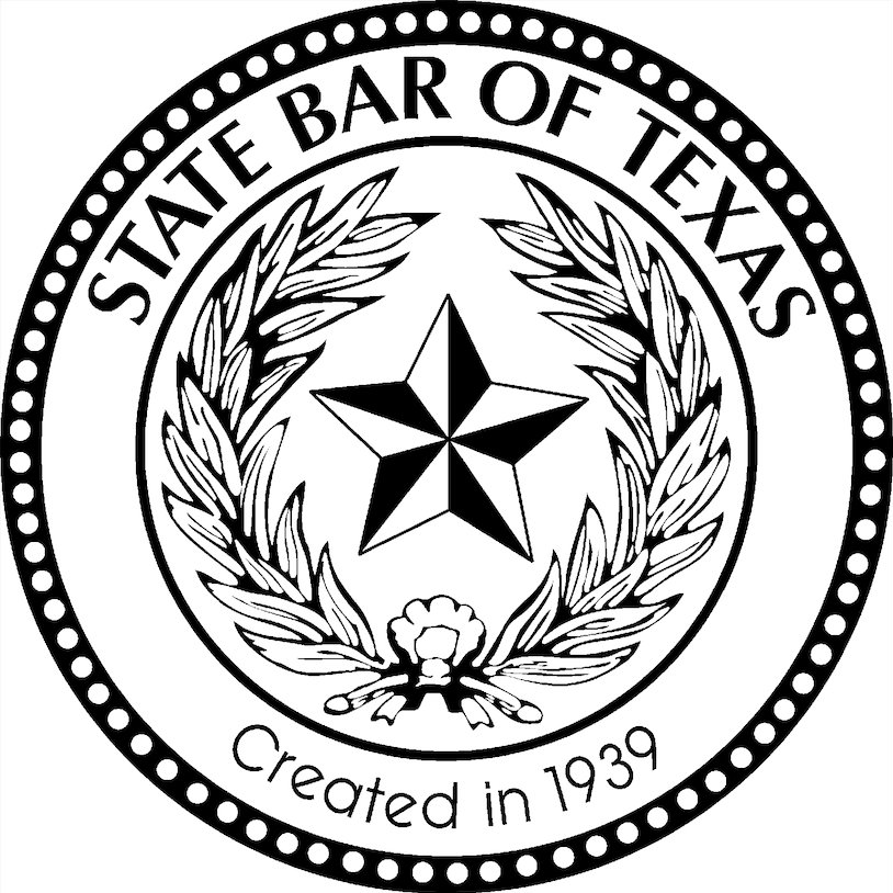 State Bar of Texas seal with star, laurel wreath, and “Created in 1939” text