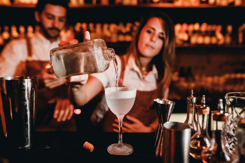 bar tender making a drink at Finney Isles