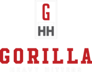 GORILLA Heavy Hitter logo with red G and Gorilla text, gray HH above