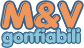 Logo “M&V lateralibili” in lettere a bolla arancioni e blu su sfondo bianco.