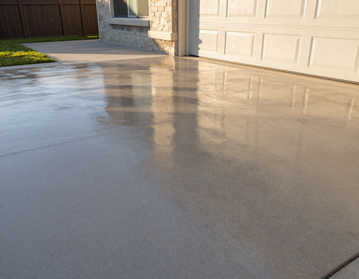 Epoxy-coated garage floor in a Central Texas residential home