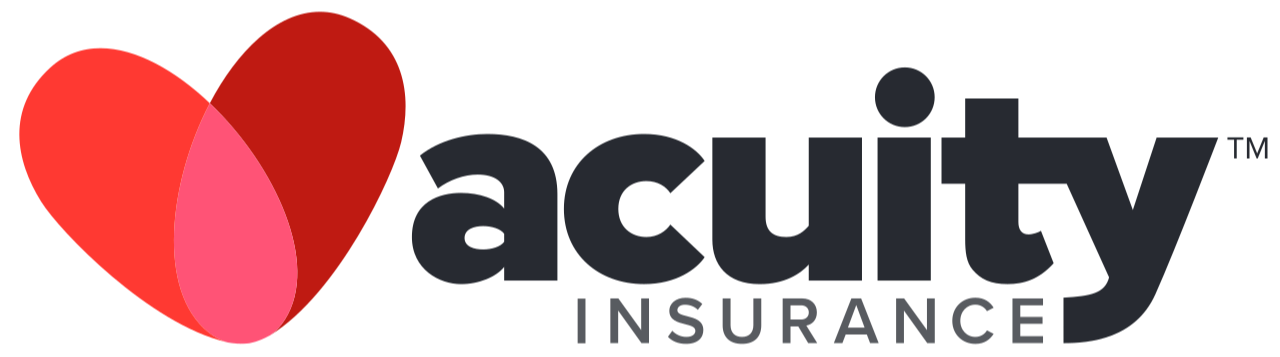 A logo for acuity insurance with a heart in the middle