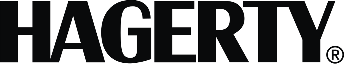 The hagerty logo is black and white on a white background.