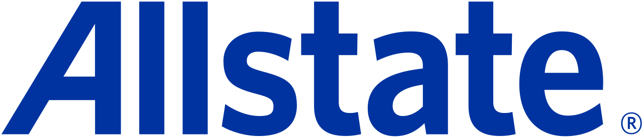 A blue allstate logo on a white background