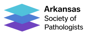 Arkansas Society of Pathologists logo with layered blue and purple shapes and black text
