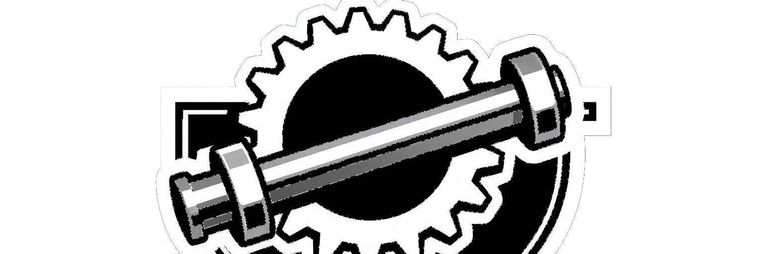 Engranaje negro con una llave inglesa diagonal superpuesta, como un icono de configuración o reparación.
