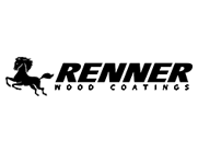 Renner Wood Coatings logo with black horse icon and bold text on white background
