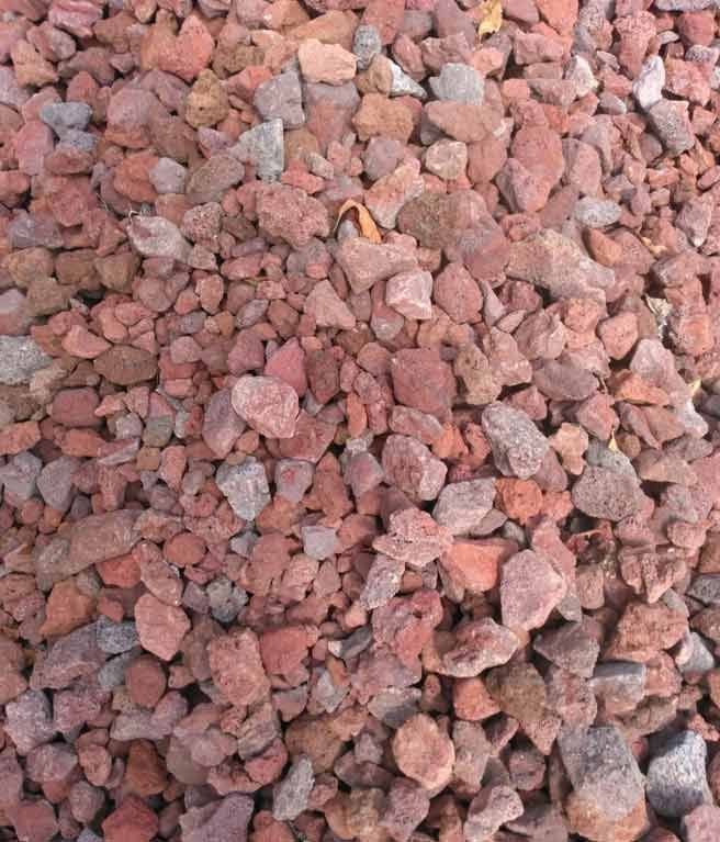 Pile of small pink and gray gravel stones filling the frame