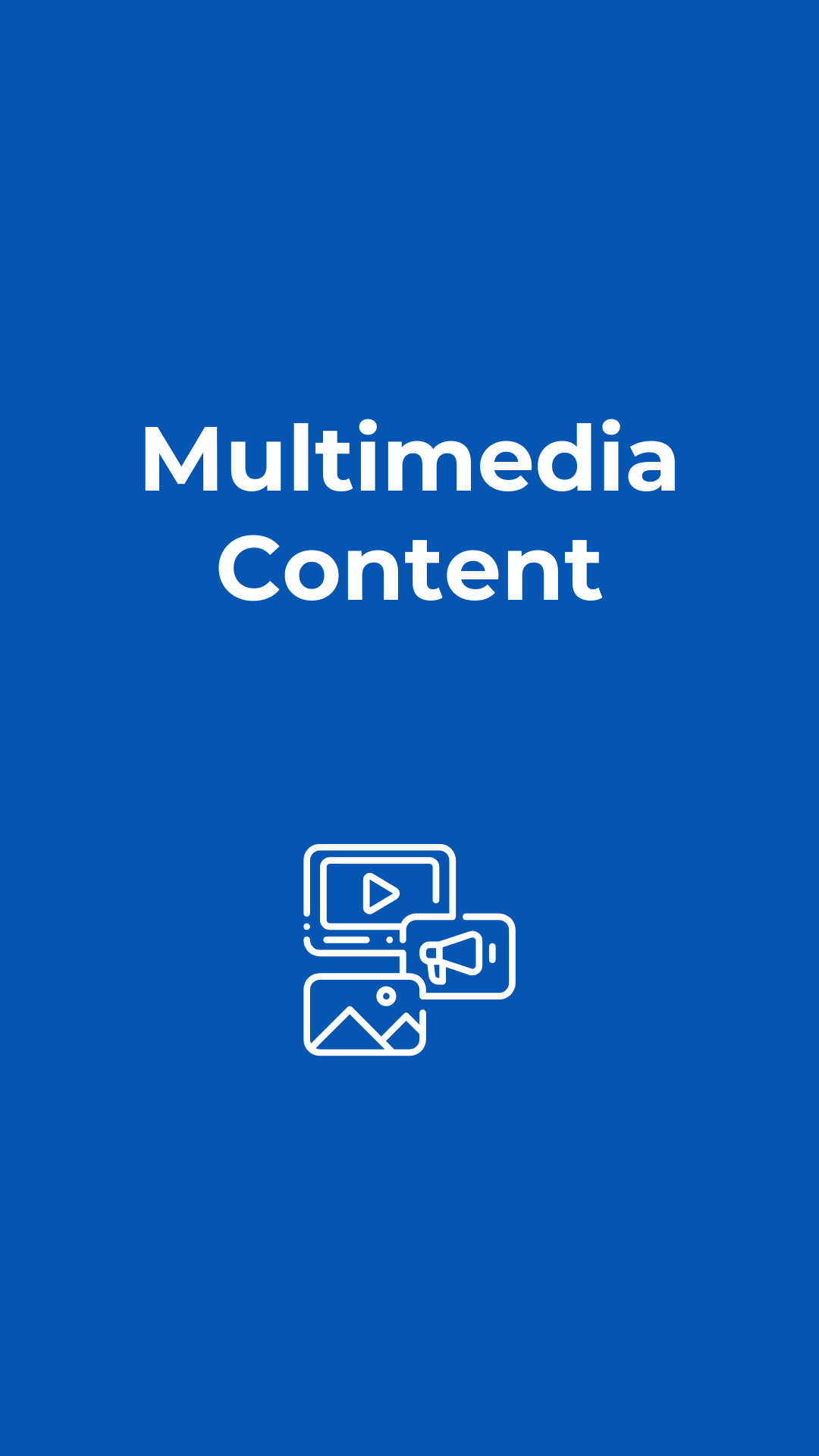 Blue background with white text