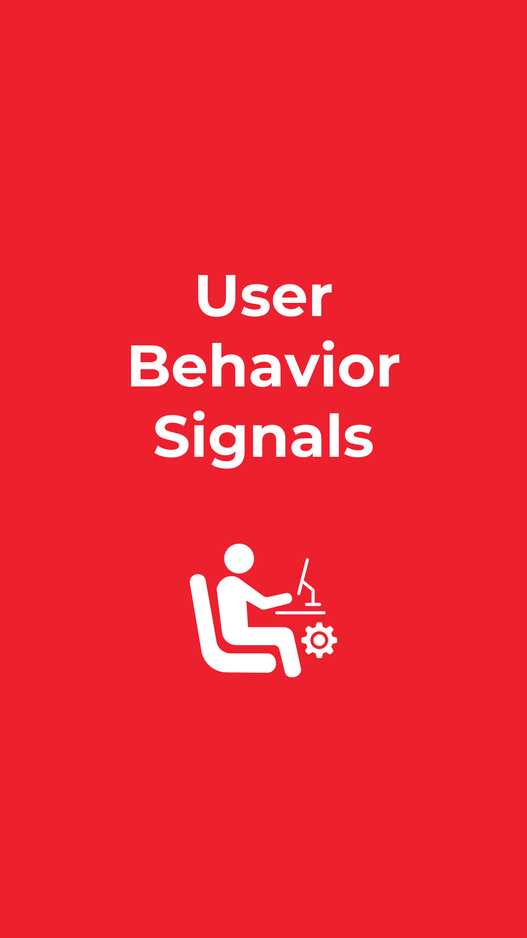 Red graphic with white text and icon. Text reads