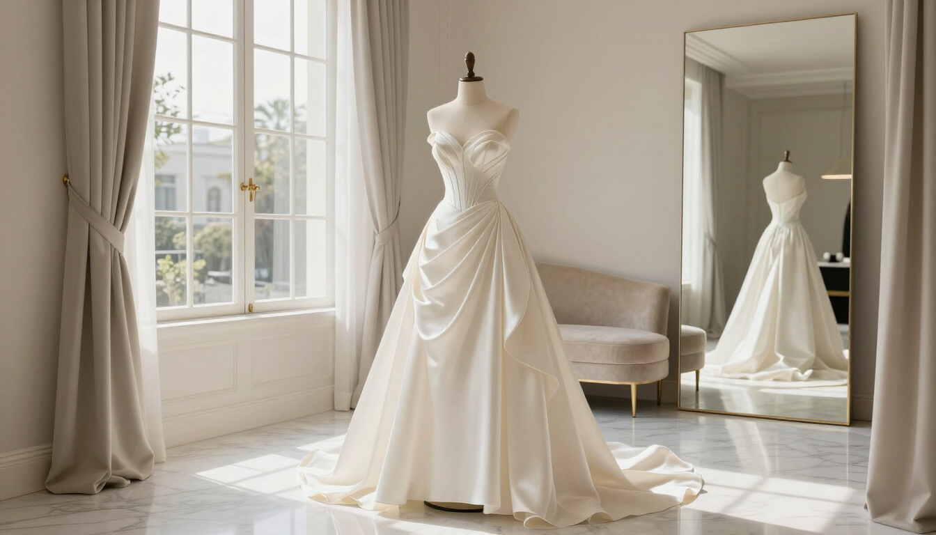 Vivienne Westwood bridal aesthetic with sculptural corseted wedding gown