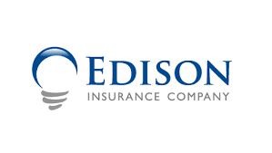 The edison insurance company logo has a light bulb on it.