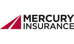 A mercury insurance logo with a red triangle on a white background.