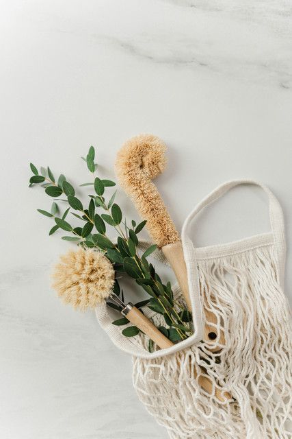 Eco-friendly cleaning products on a kitchen counter