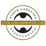 North Carolina Civil Collaborative Law Association logo: gold seal with black abstract figures and text.