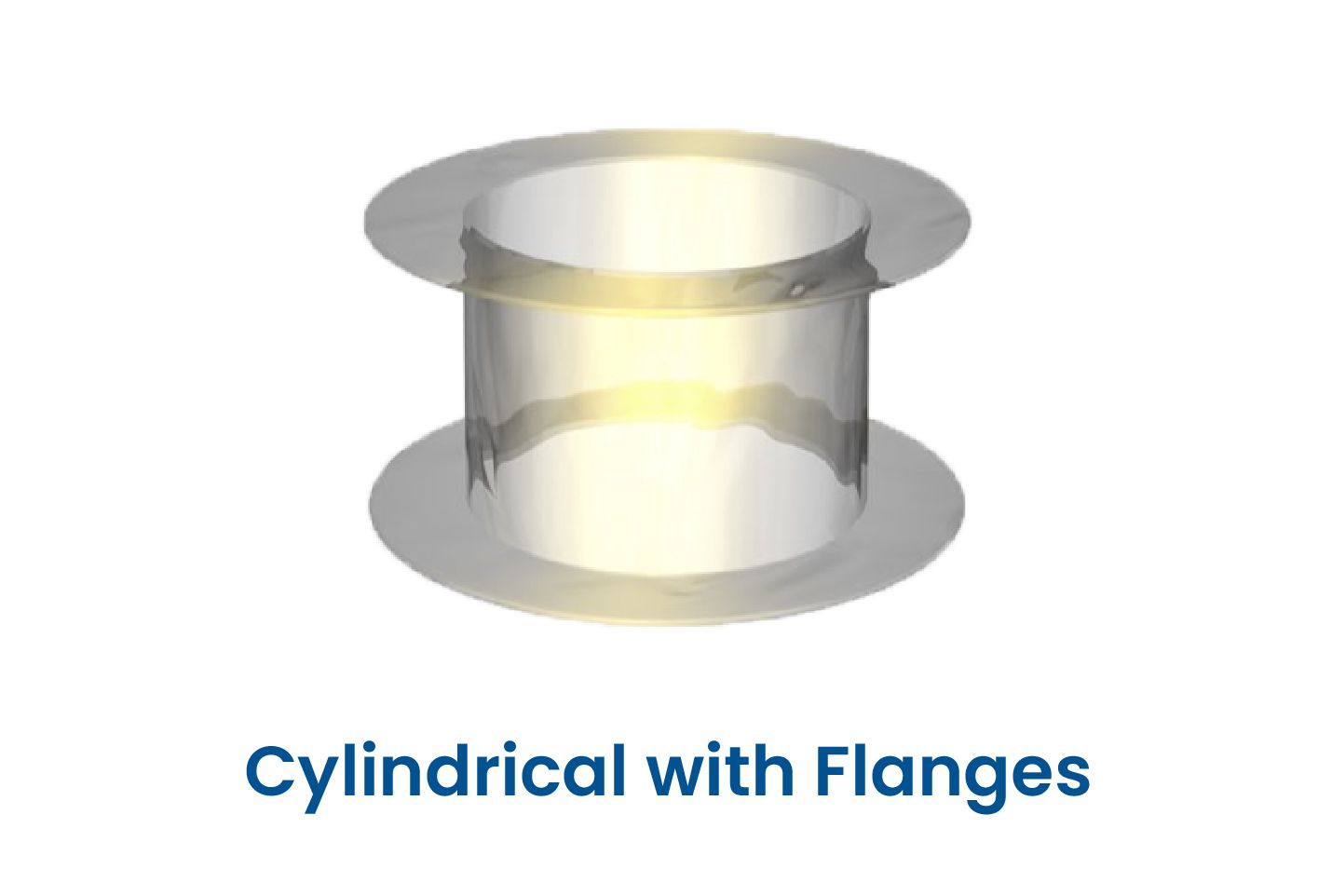 A picture of a cylindrical connector with flanges on a white background.