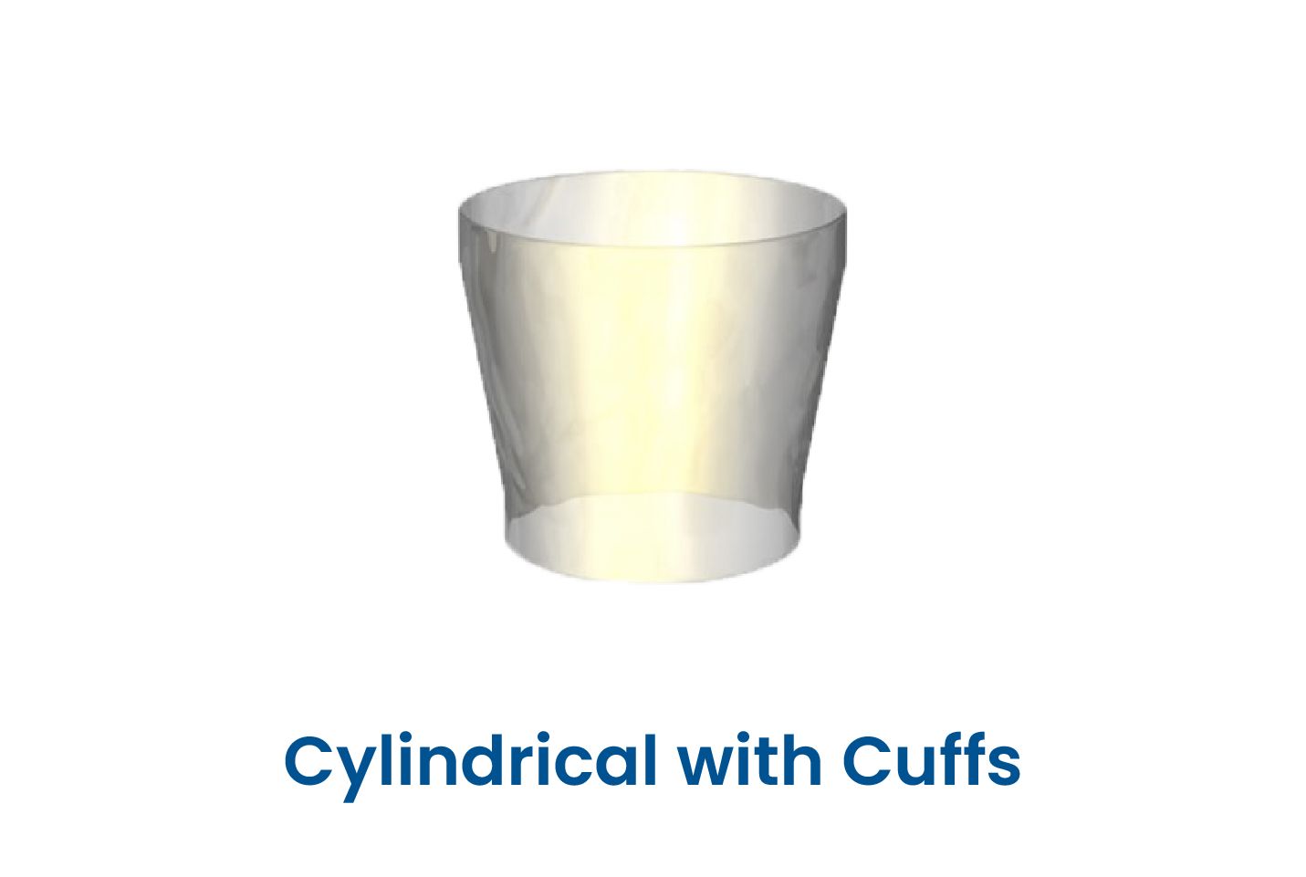 A cylindrical connector with cuffs is shown on a white background.