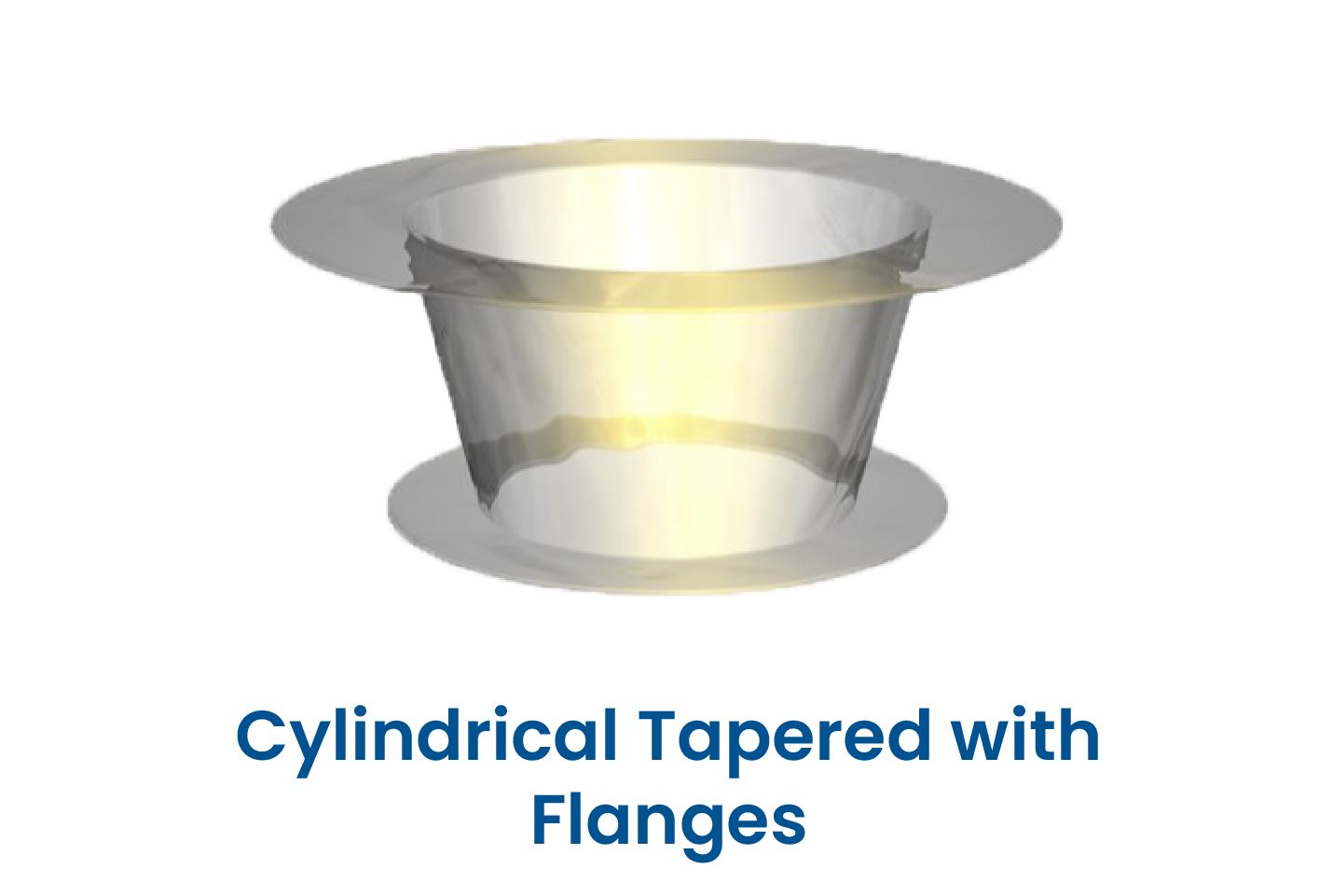 A picture of a cylindrical connector tapered with flanges.