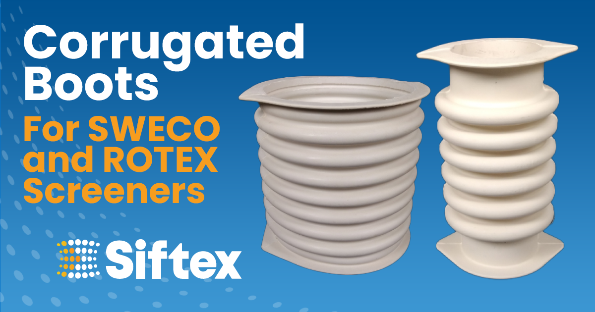 Corrugated rubber boot connector for Sweco and Rotex screeners by Siftex