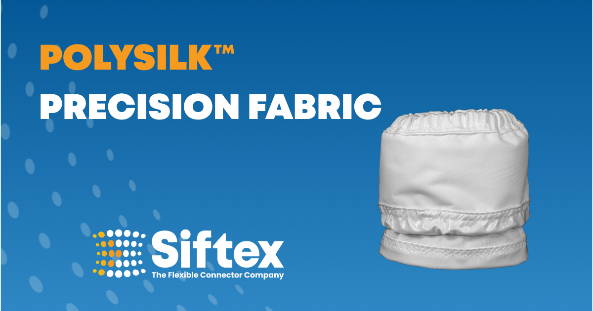 White fabric filter with elastic, labeled 