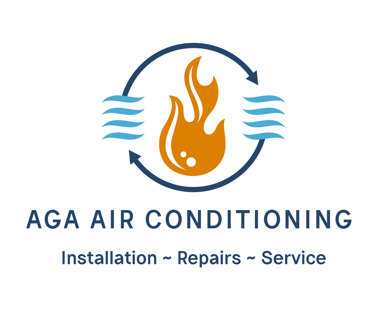 A logo for aga air conditioning installation repairs and service.