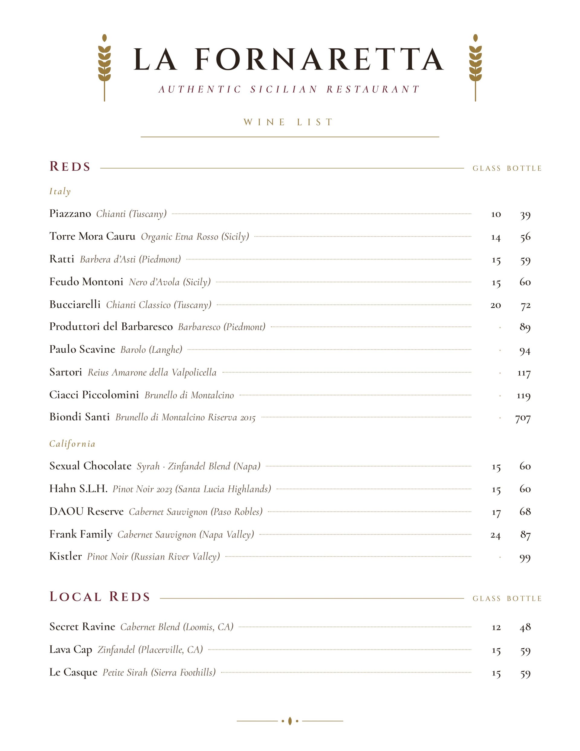 wine menu