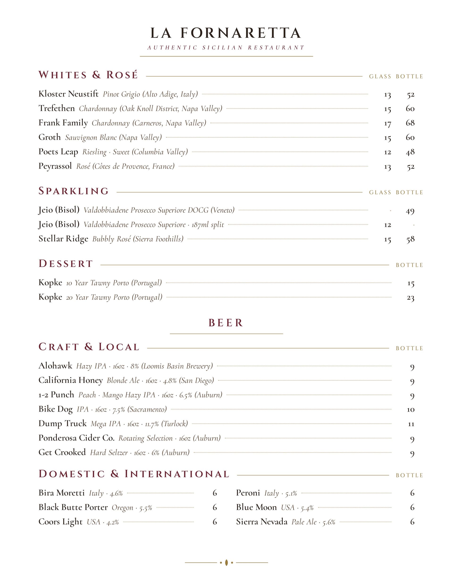 wine menu