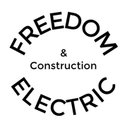 The logo for freedom and construction electric is black and white.