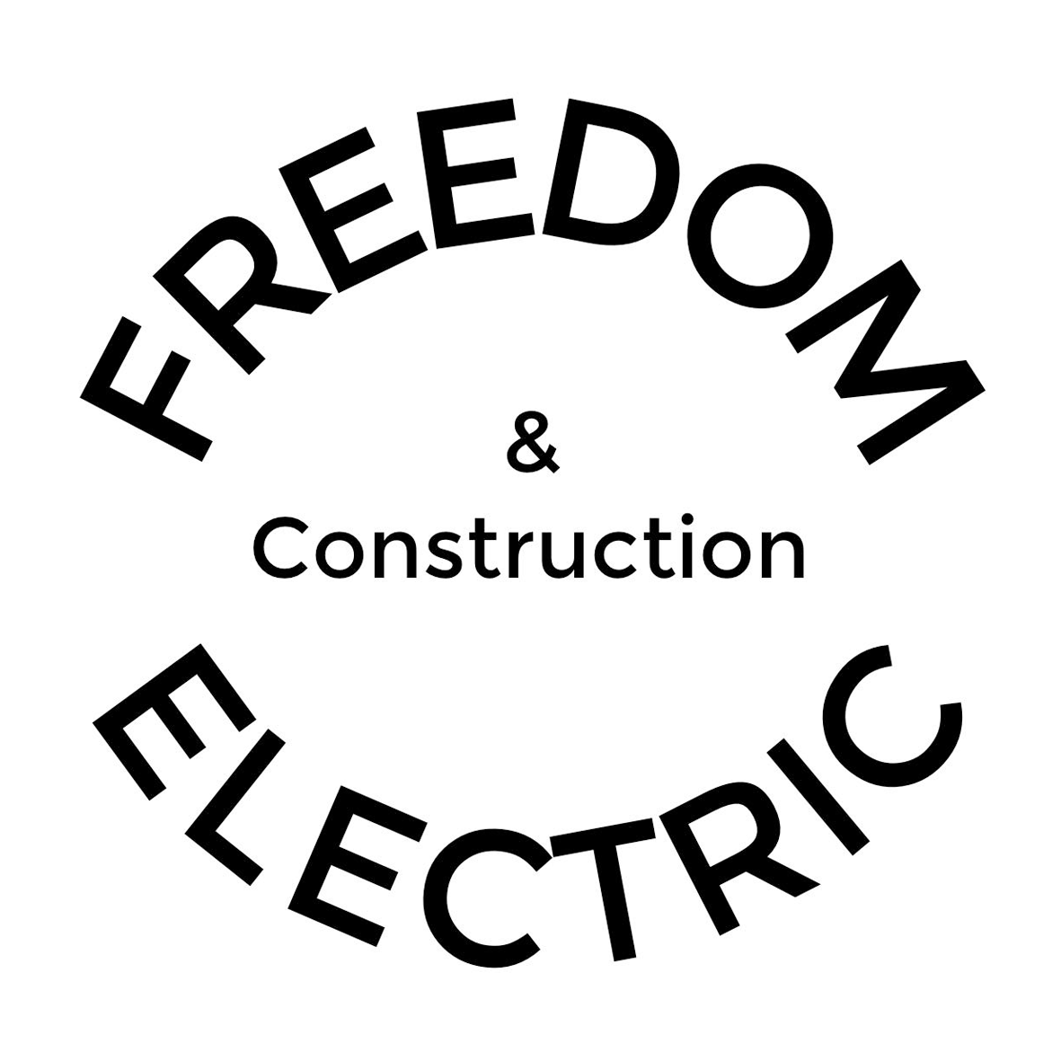 The logo for freedom and construction electric is black and white.