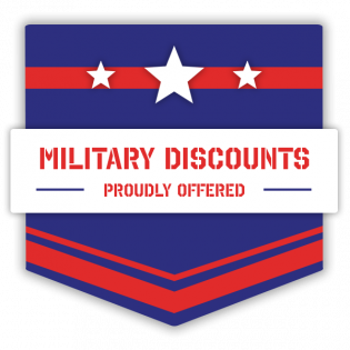Military discounts are proudly offered on this emblem