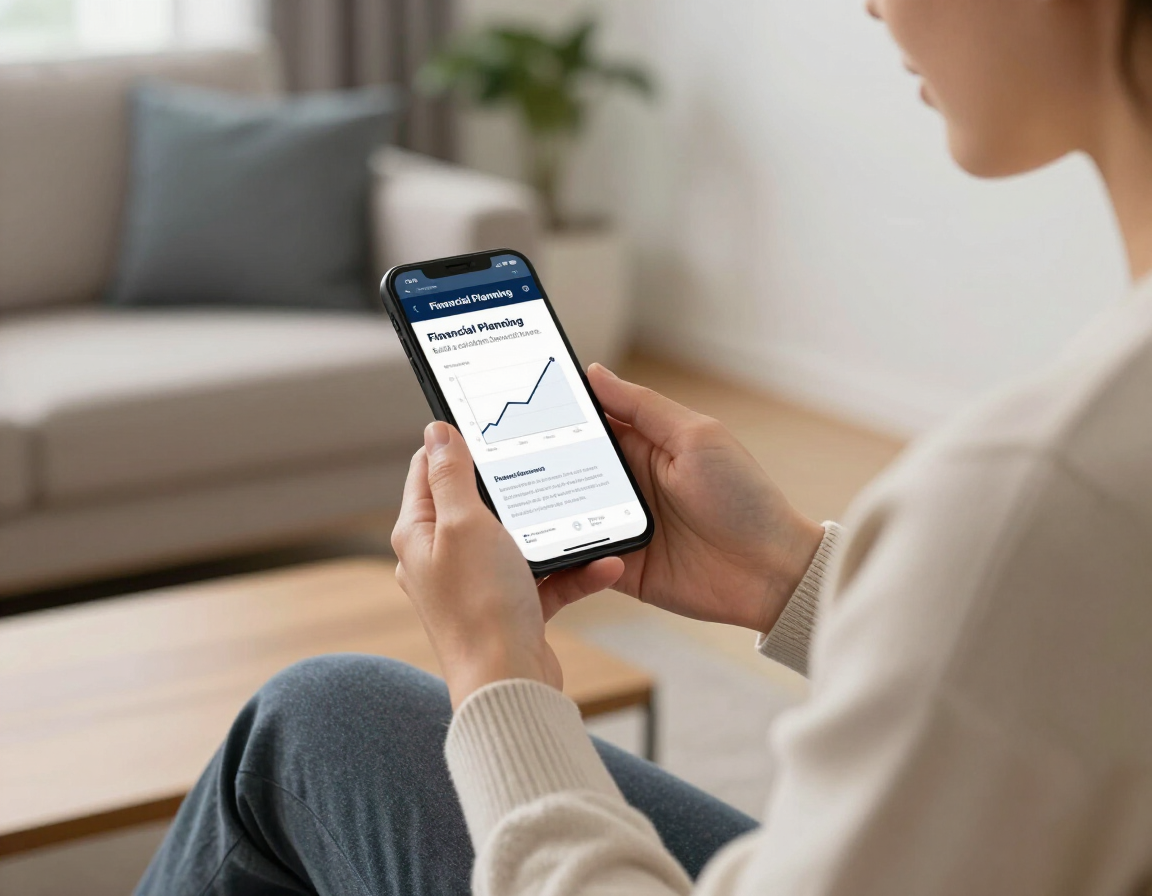 Prospect viewing a financial advisor website on a mobile phone