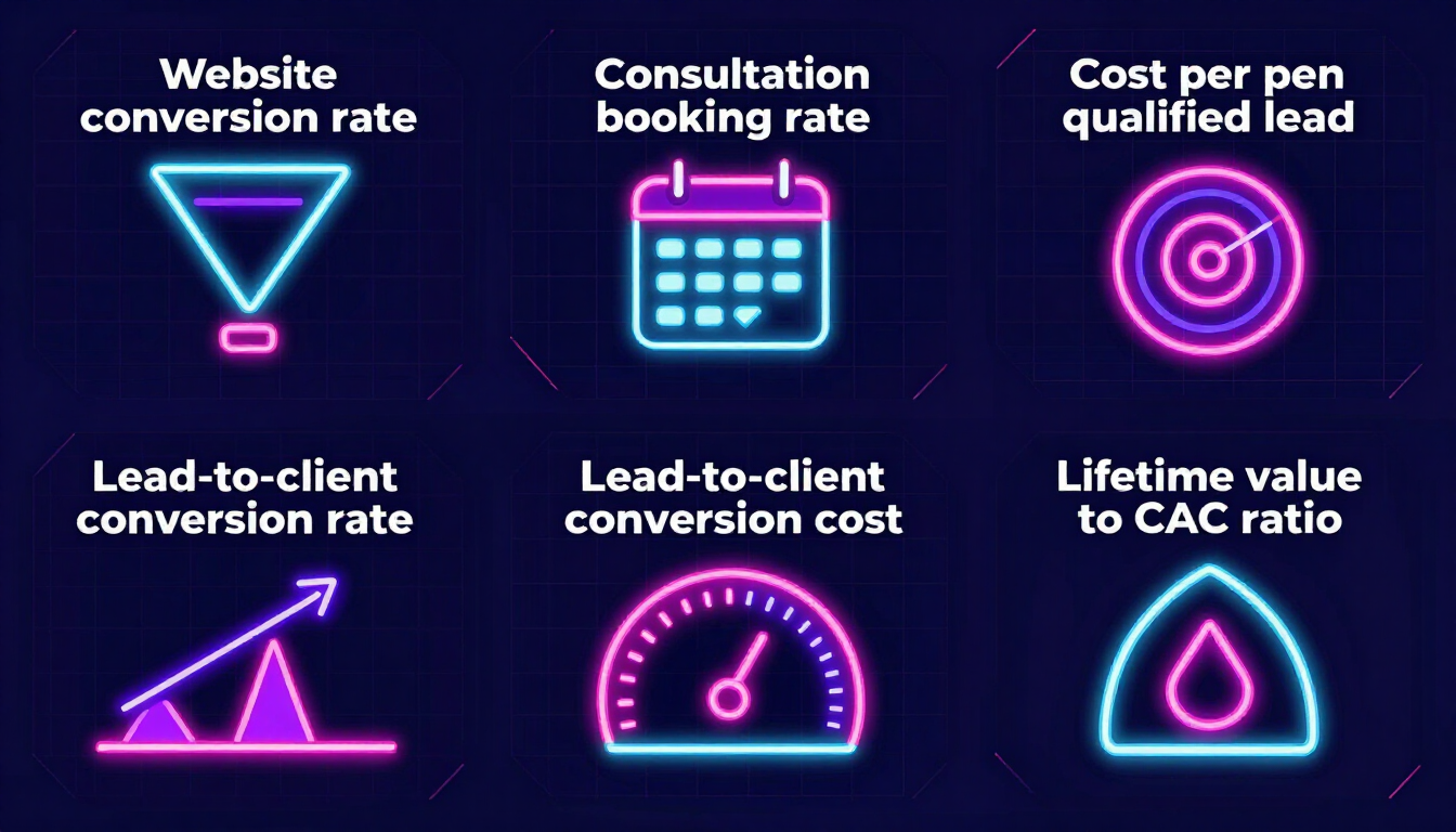 Financial advisor reviewing marketing metrics dashboard