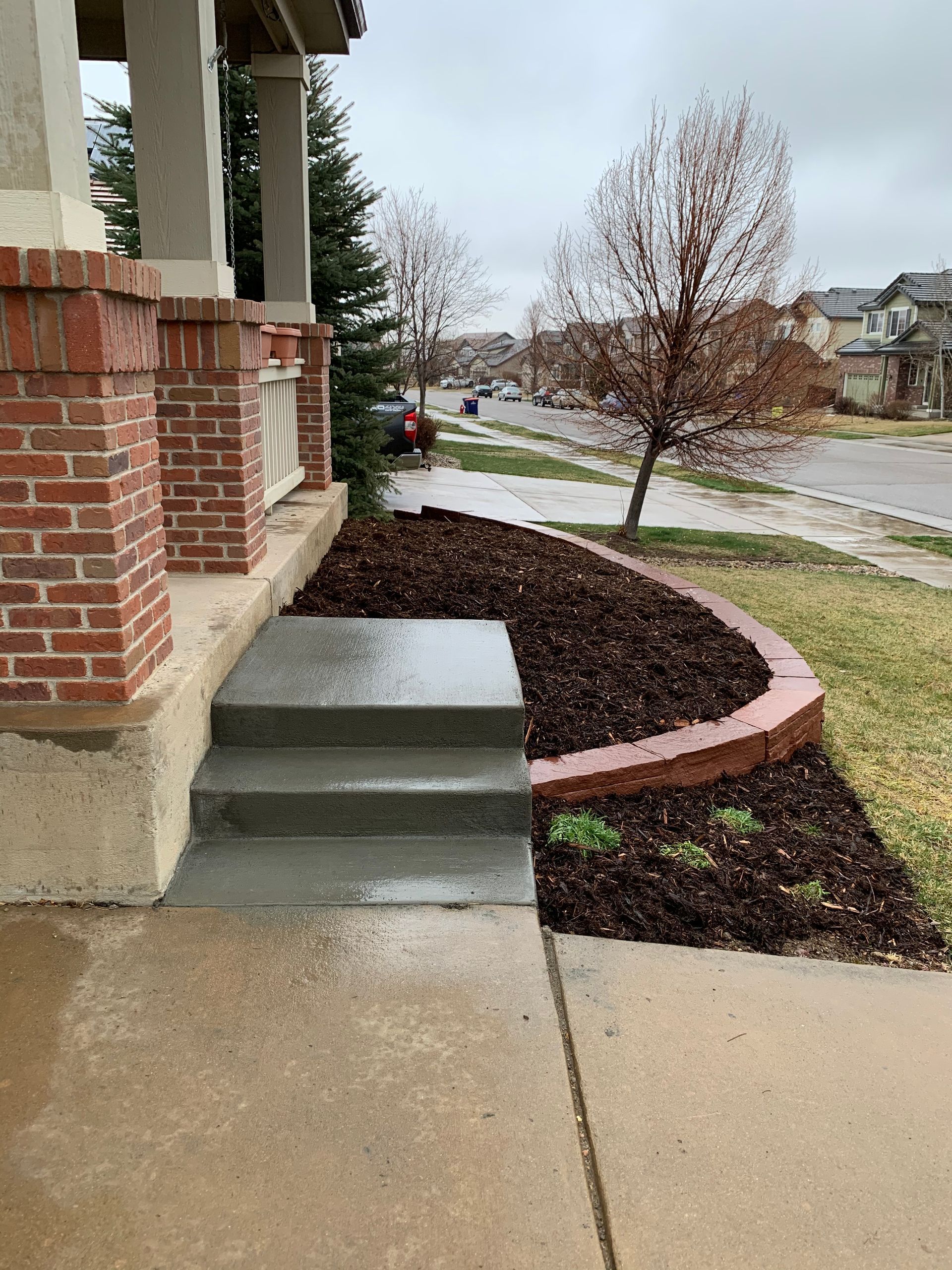 flagstone masonry mulch concrete