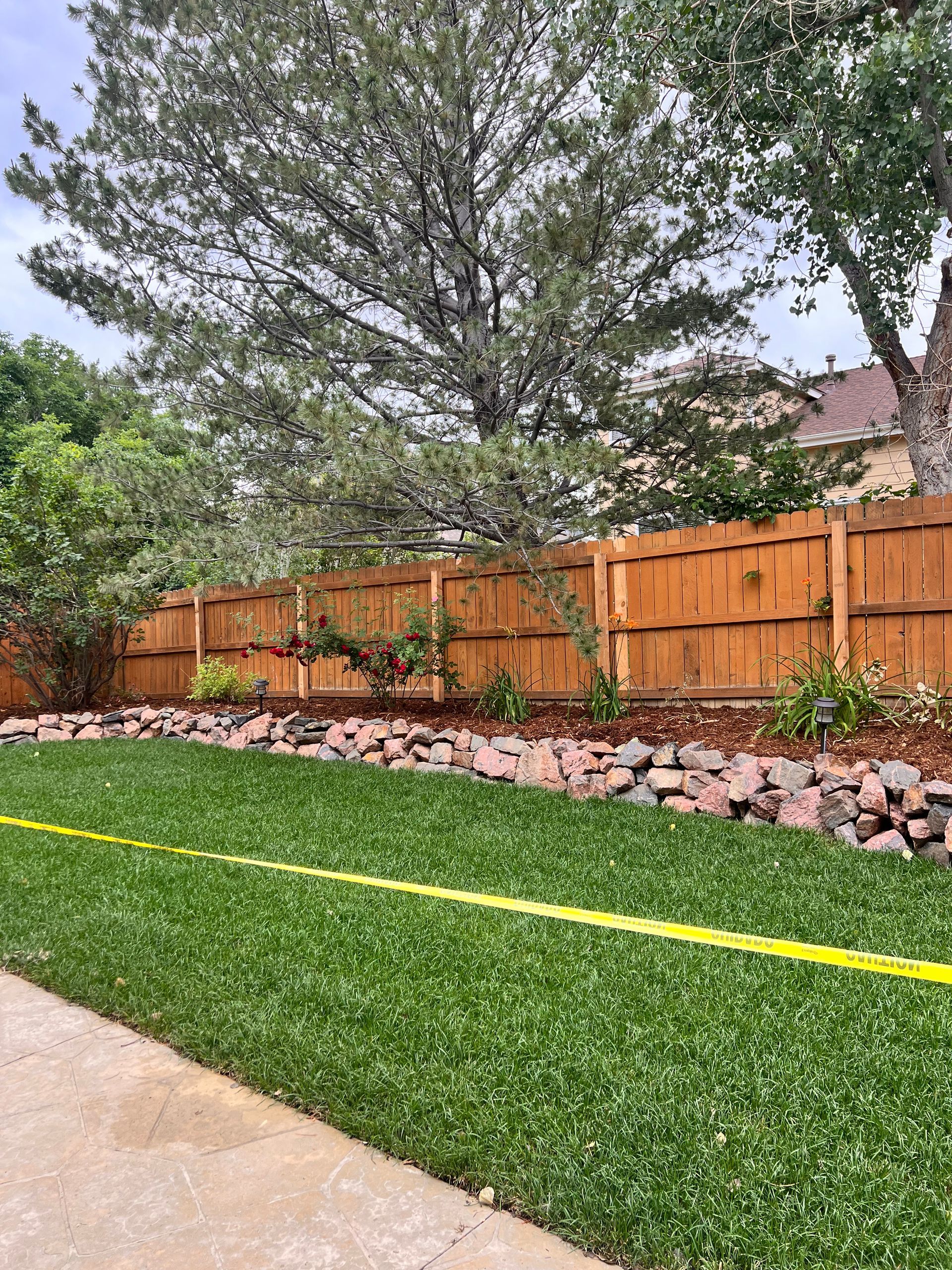 Stamped concrete patio yard remodel