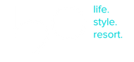 Turquoise text reading “life. style. resort.” on a white background