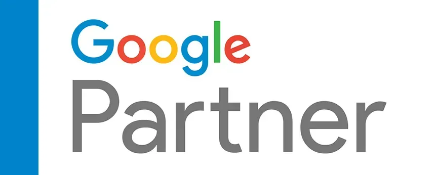 Google Partner badge with blue, red, yellow, and green Google logo above the word