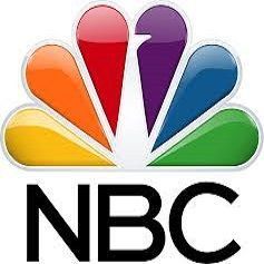NBC peacock logo with multicolored fan and black NBC text