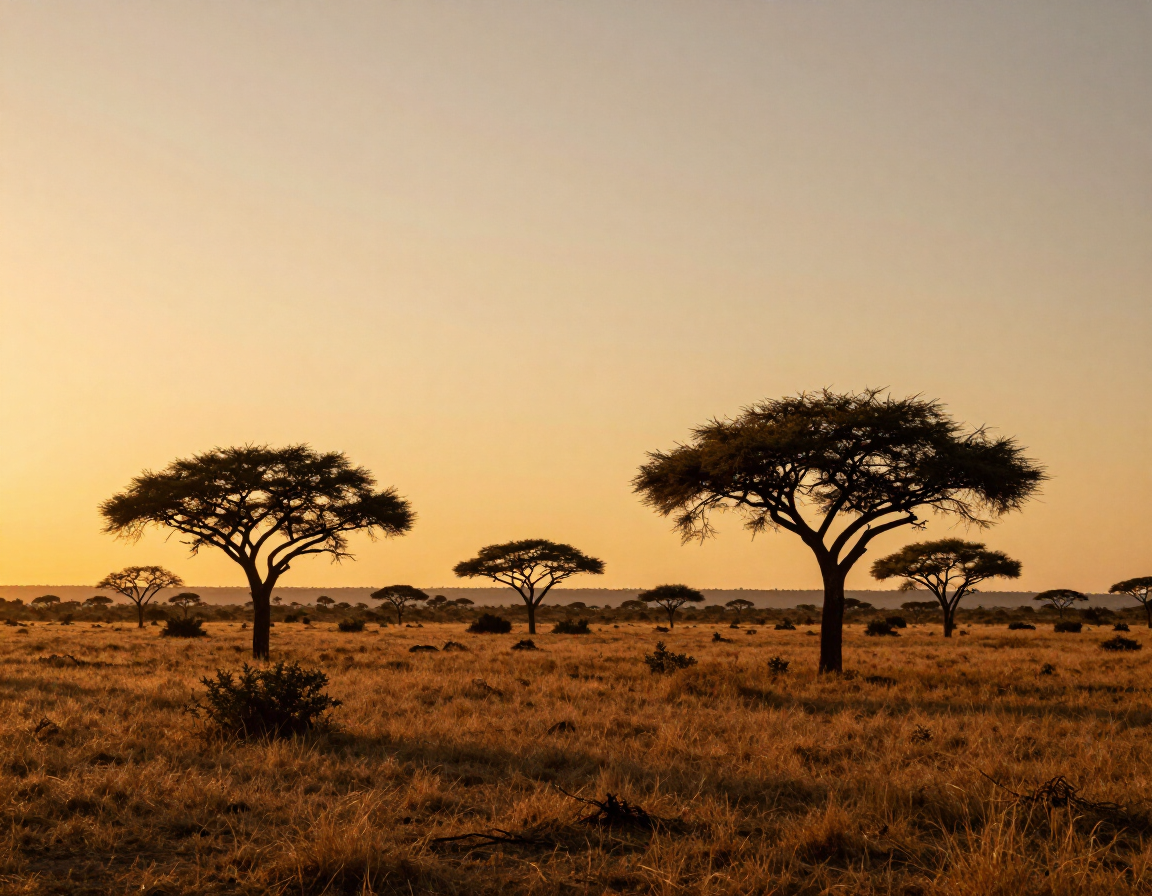 African savanna at golden hour — South Africa hunting safari terrain