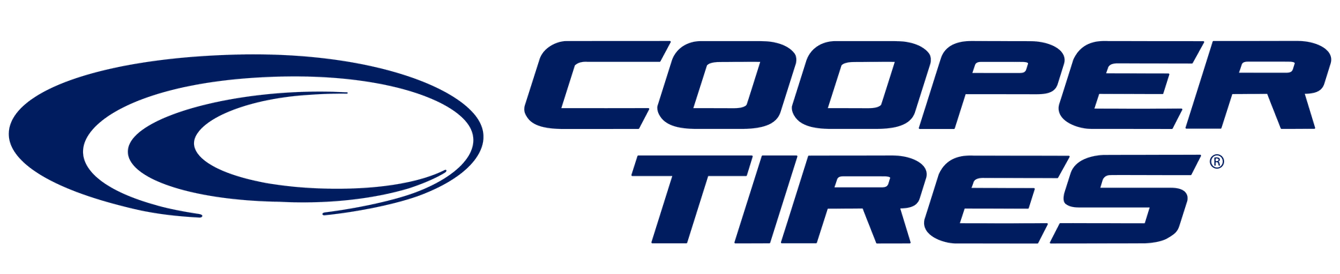 Cooper Tires logo in blue italic text with a blue oval icon on a white background