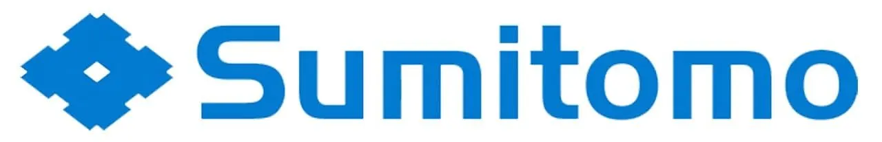 Blue Sumitomo logo with text on white background