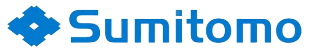 Logo of Sumitomo, a blue diamond-shaped design with a blue text “Sumitomo” to its right.