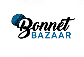 The logo for bonnet bazaar shows a blue hat on a white background.