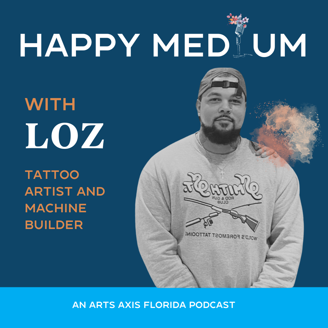 Podcast cover: Loz, a tattoo artist, with the podcast title
