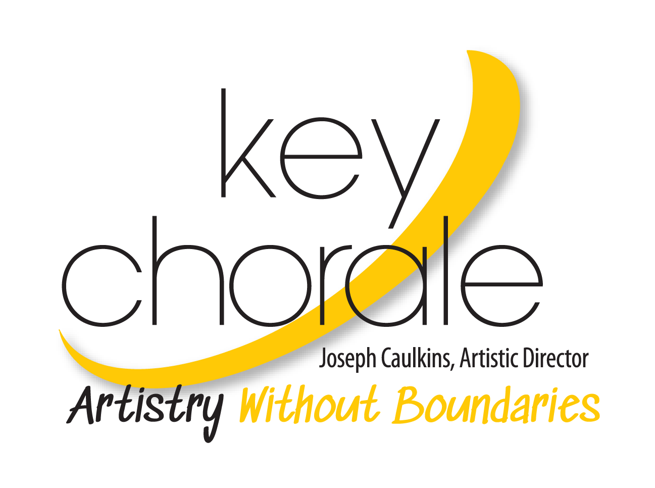 Logo for Key Chorale, a choral group. Text with yellow crescent.