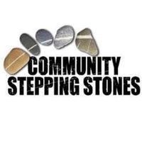 Logo with stepping stones and text: 