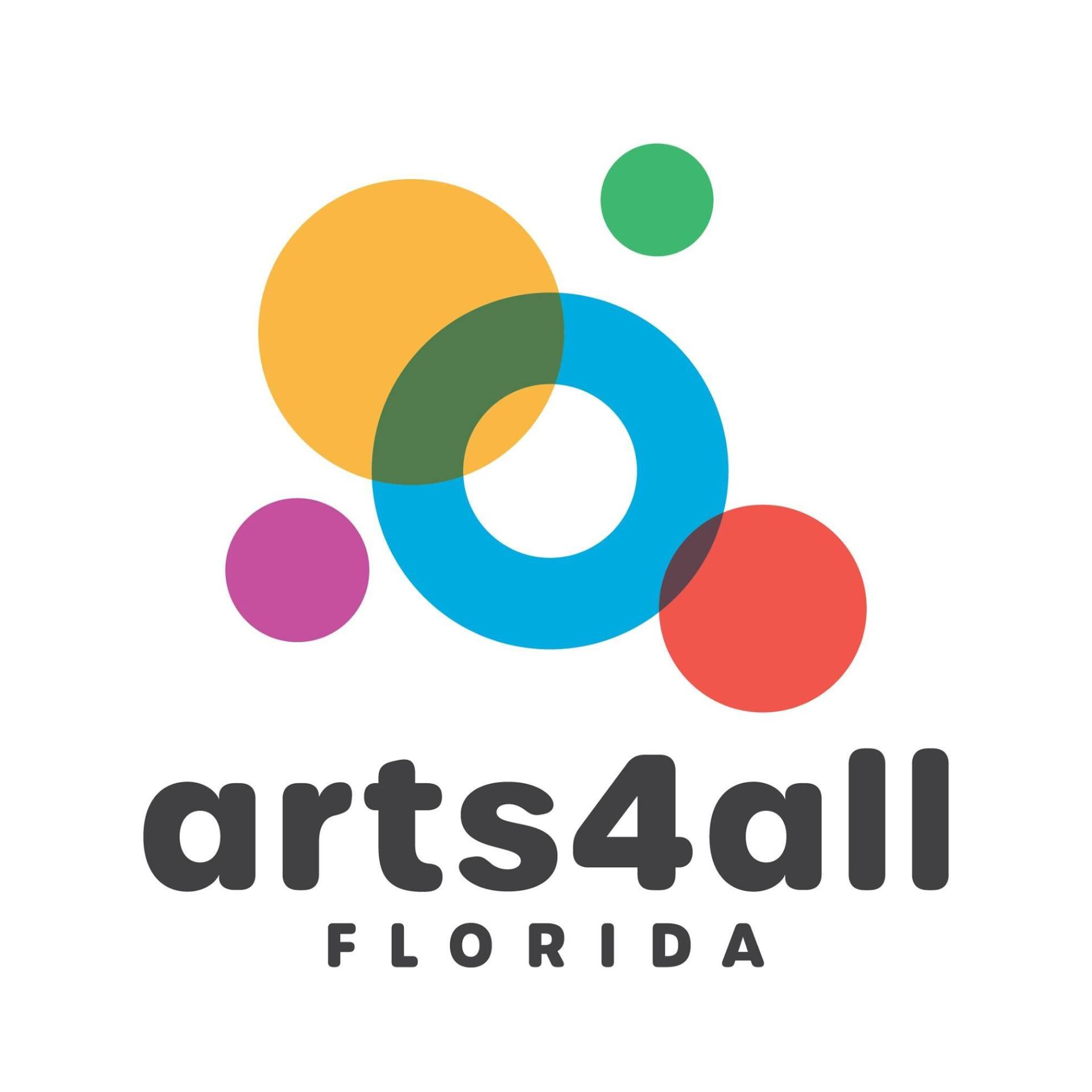 Logo for Arts4All Florida: colorful overlapping circles above the text
