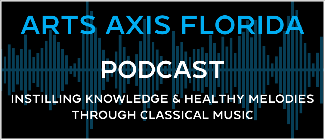 Logo for Arts Axis Florida Podcast. Text: