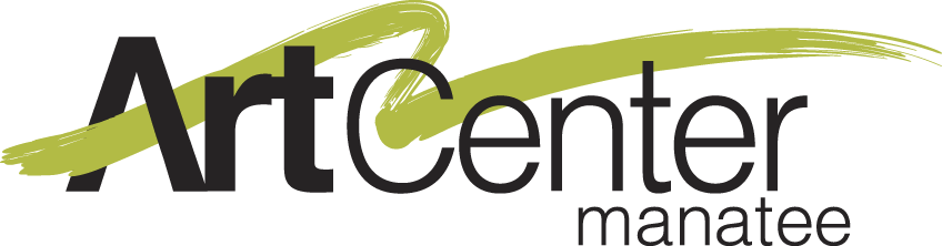 ArtCenter Manatee logo: Black text with a green paint stroke.