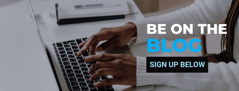 Hands typing on a laptop with text overlay: