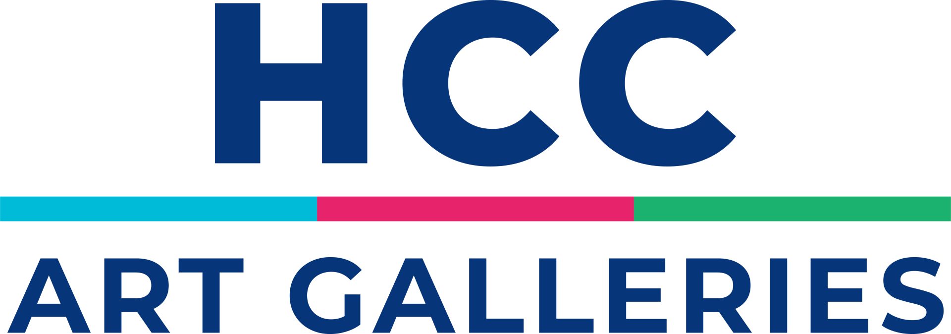 HCC Art Galleries logo with a blue